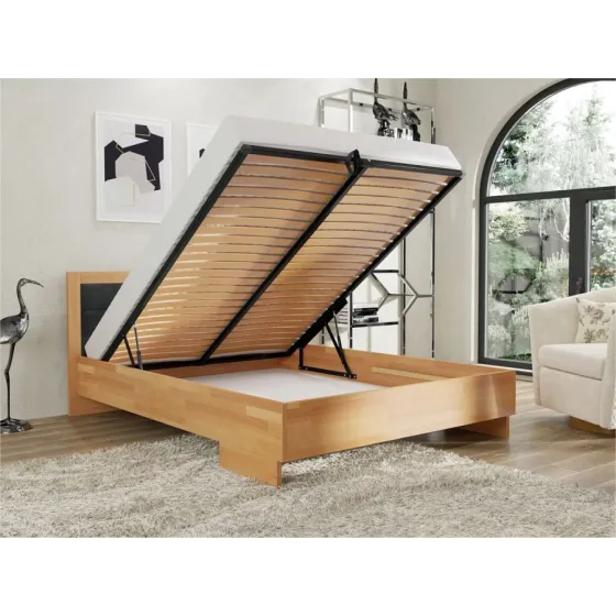 Lit coffre 160x200 bois massif naturel collection NEY