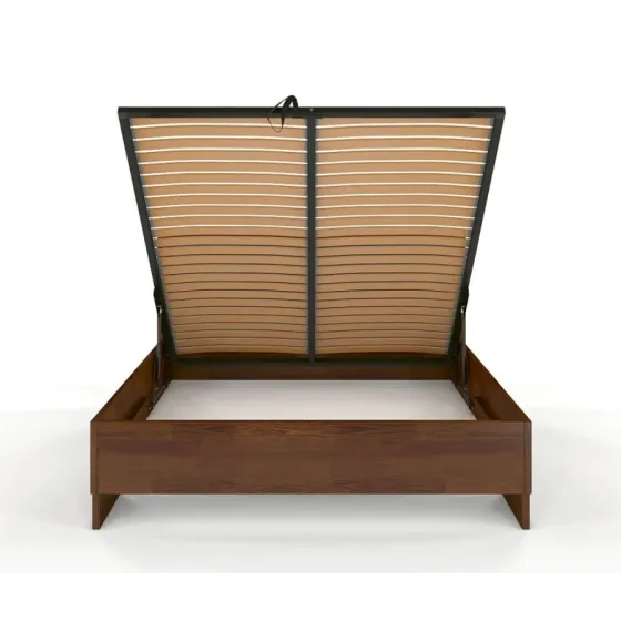 Lit coffre bois 180x200  finition noyer collection NEY