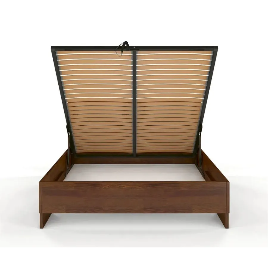Lit coffre bois 180x200  finition noyer collection NEY
