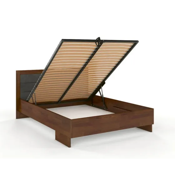 Lit coffre 160x200 bois finition noyer collection NEY