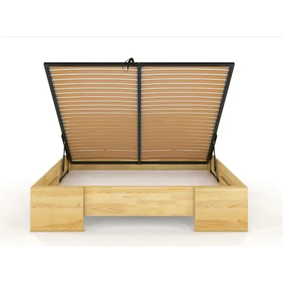Lit coffre bois pin naturel 2 personnes collection NOVA