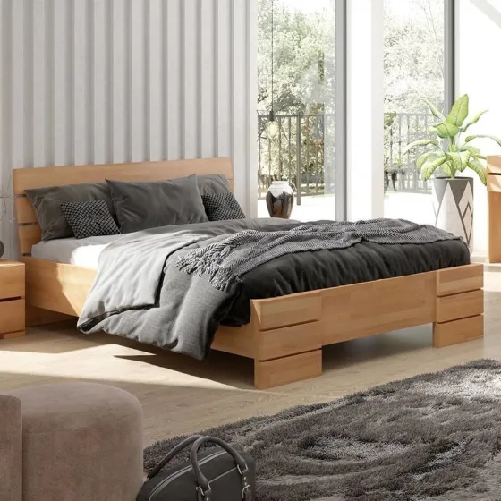 lit coffre en bois 160x200 chambre adulte collection INDIGO