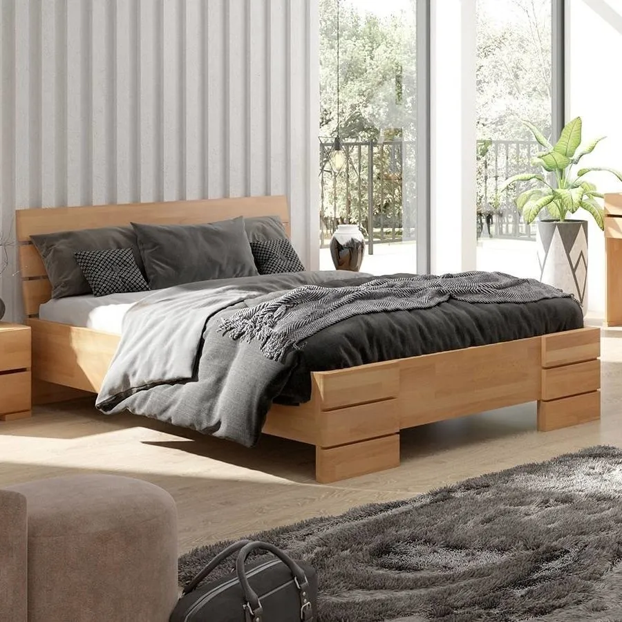 lit coffre en bois 160x200 chambre adulte collection INDIGO