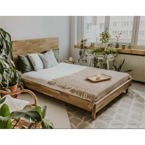Lit chêne massif contemporain adulte Aston
