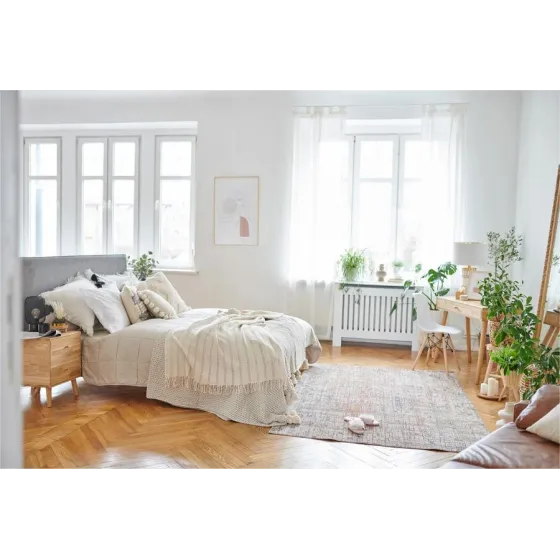 Lit bois chêne avec tissu  gamme Tivoli