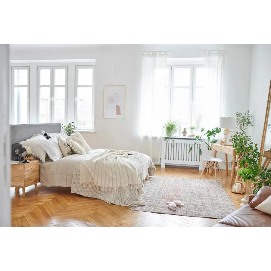 Lit bois chêne avec tissu  gamme Tivoli