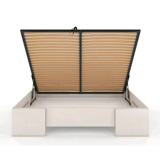 Lit coffre bois massif  blanc Nova