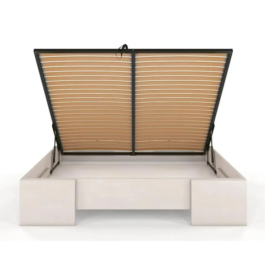 Lit coffre bois massif  blanc Nova