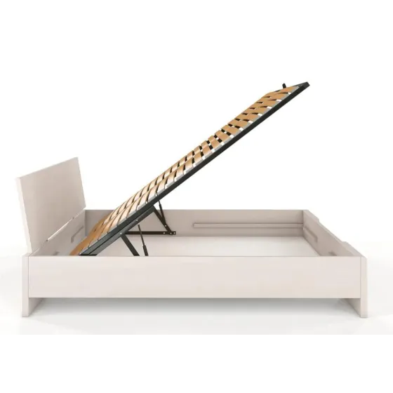 Lit coffre bois finition blanc collection Nova