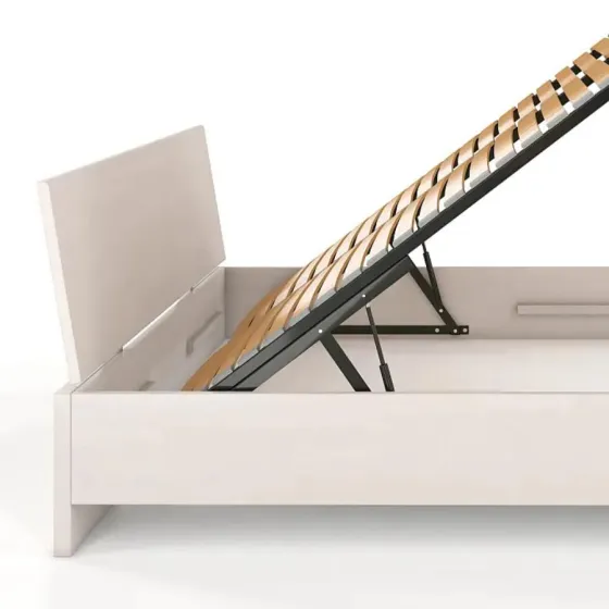 Lit coffre bois naturel teinte blanche collection Nova