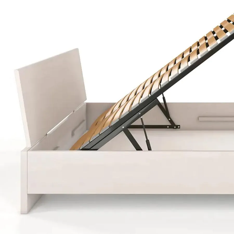 Lit coffre bois naturel teinte blanche collection Nova