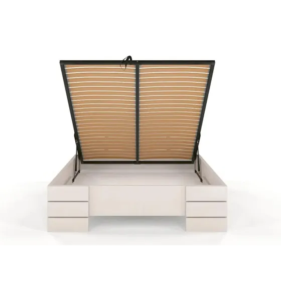 Lit coffre bois avec sommier relevable Indigo