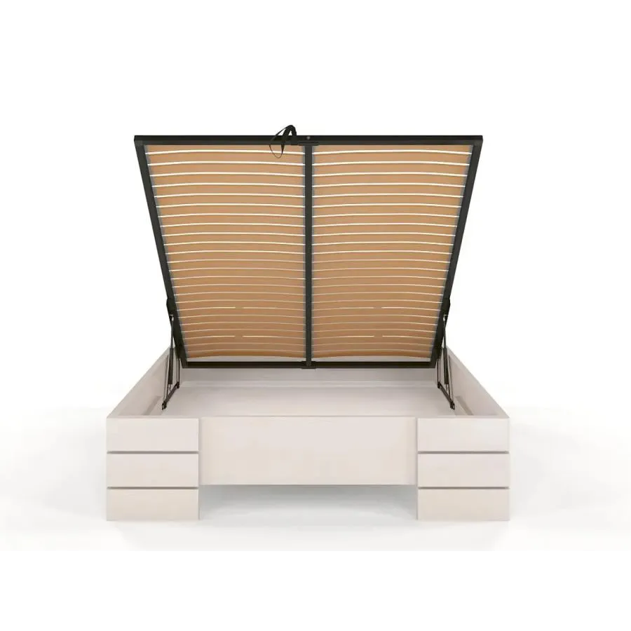 Lit coffre bois avec sommier relevable Indigo