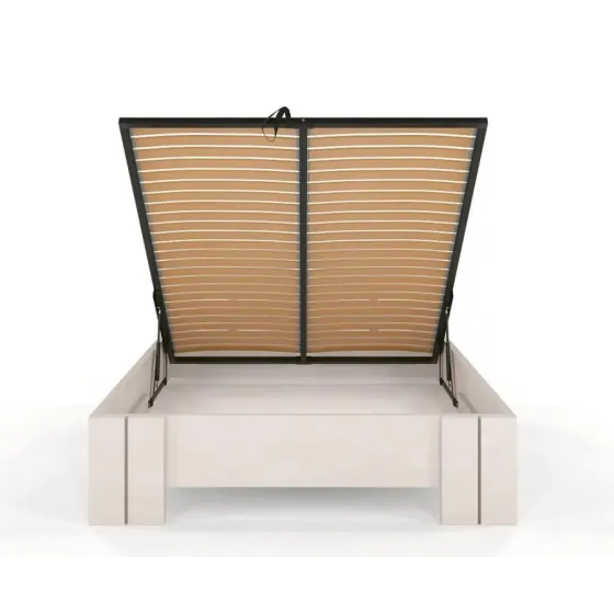Lit coffre bois massif coloris blanc Modena