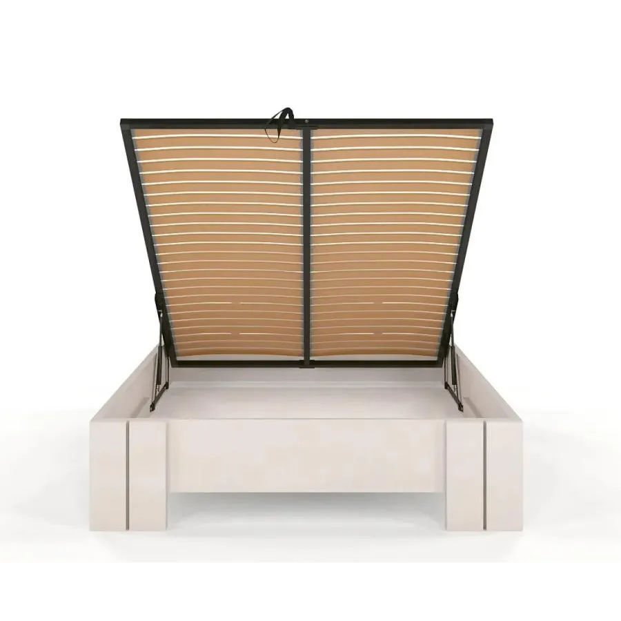 Lit coffre bois massif coloris blanc Modena