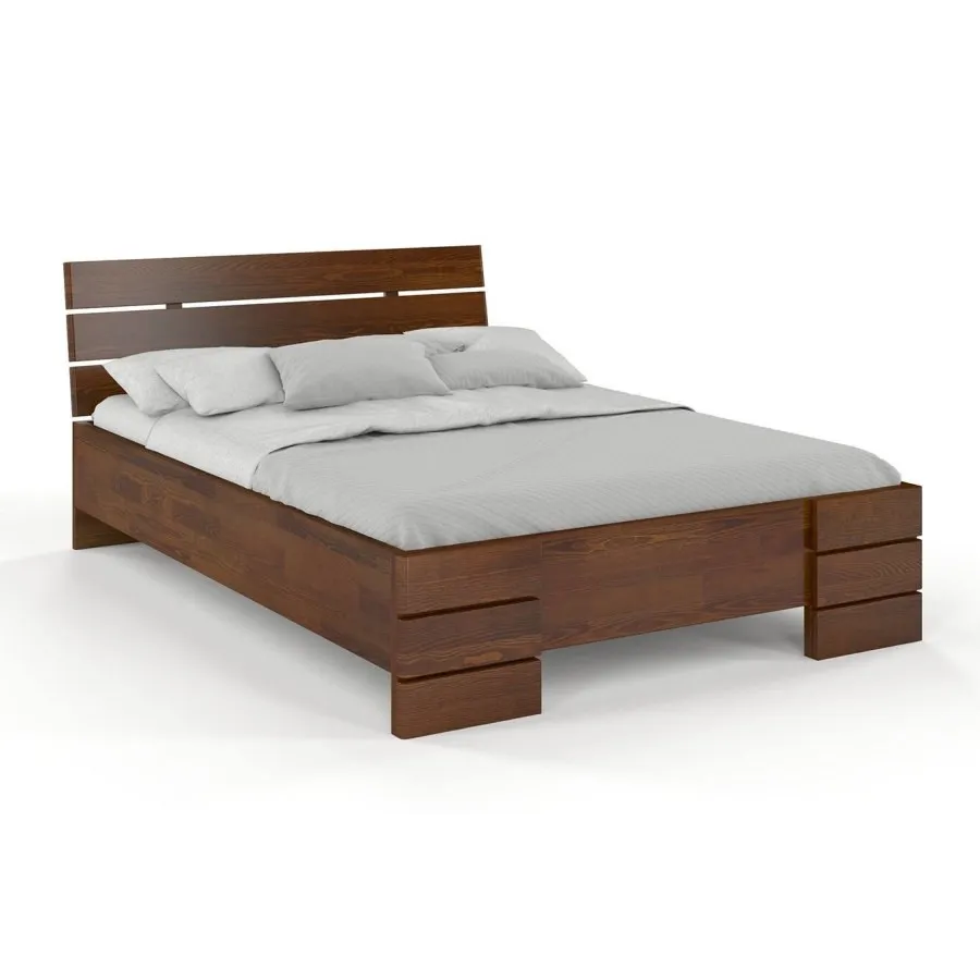 Lit coffre en bois noyer 180x200 collection INDIGO