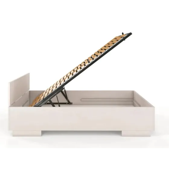 Lit bois coffre de rangement blanchi collection Noko