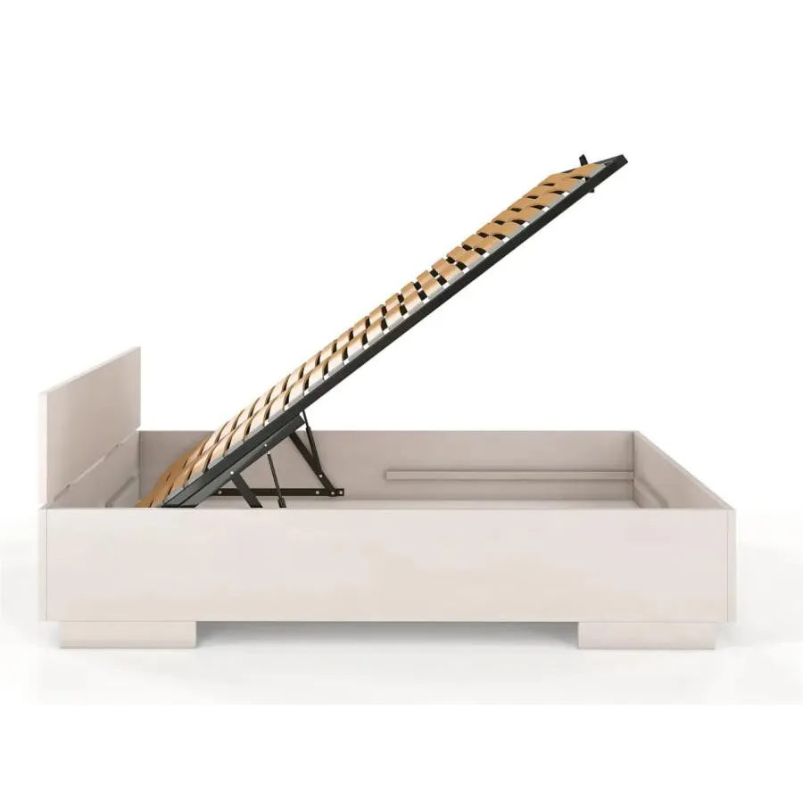 Lit bois coffre de rangement blanchi collection Noko