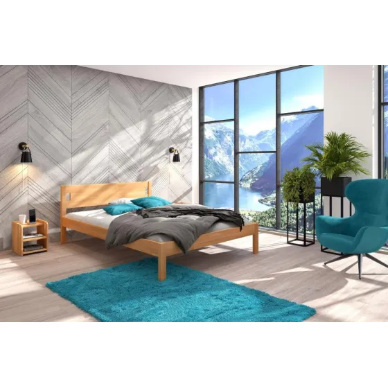 Lit 140x200 bois hêtre massif collection Niko