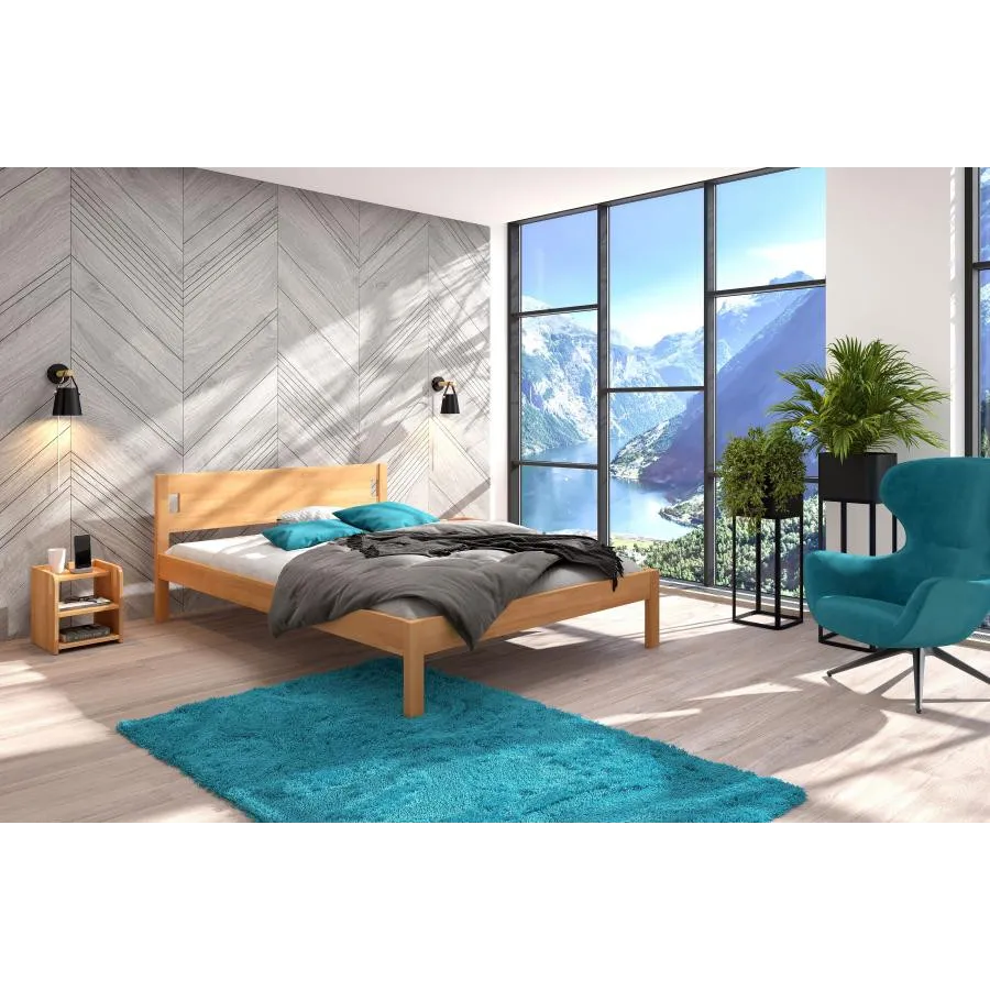 Lit 140x200 bois hêtre massif collection Niko