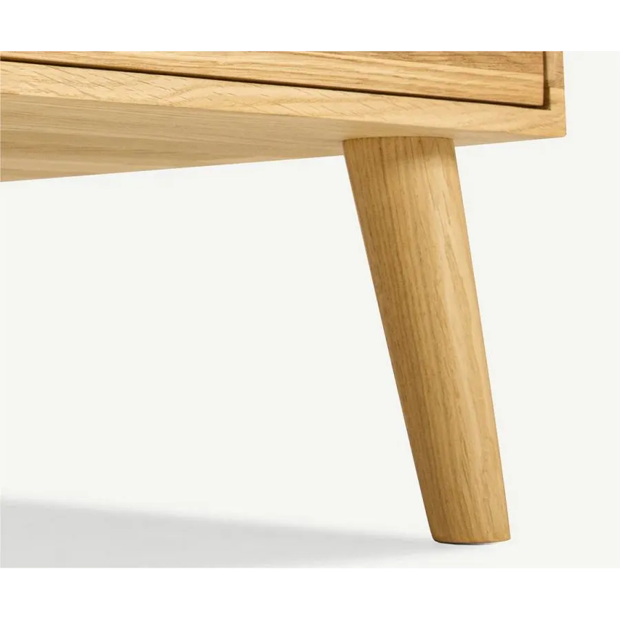 Table de nuit bois chêne massif naturel 2 tiroirs Kube