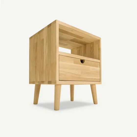 Table de chevet bois chêne naturel 1 tiroir Blox