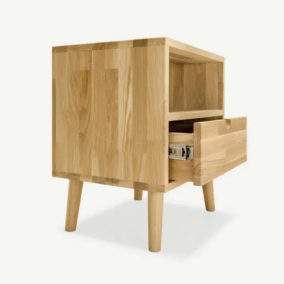Table de chevet bois chêne naturel 1 tiroir Blox