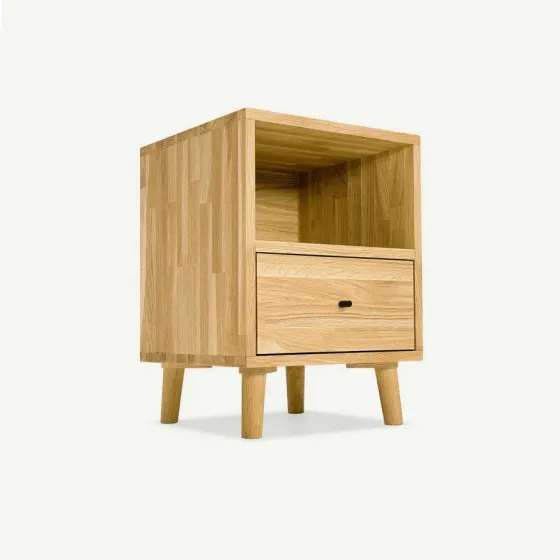 Table de chevet bois chêne 1 tiroir 1 niche Bergen
