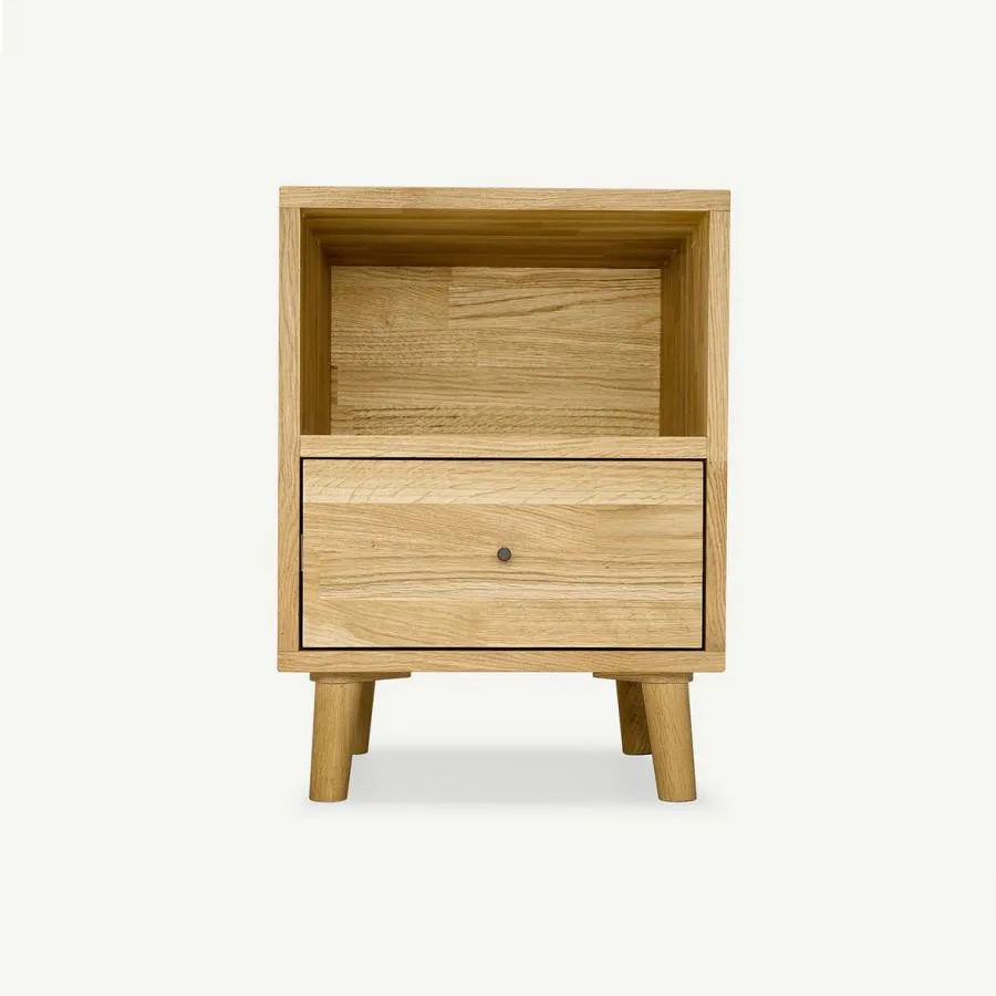 Table de chevet bois chêne 1 tiroir 1 niche Bergen