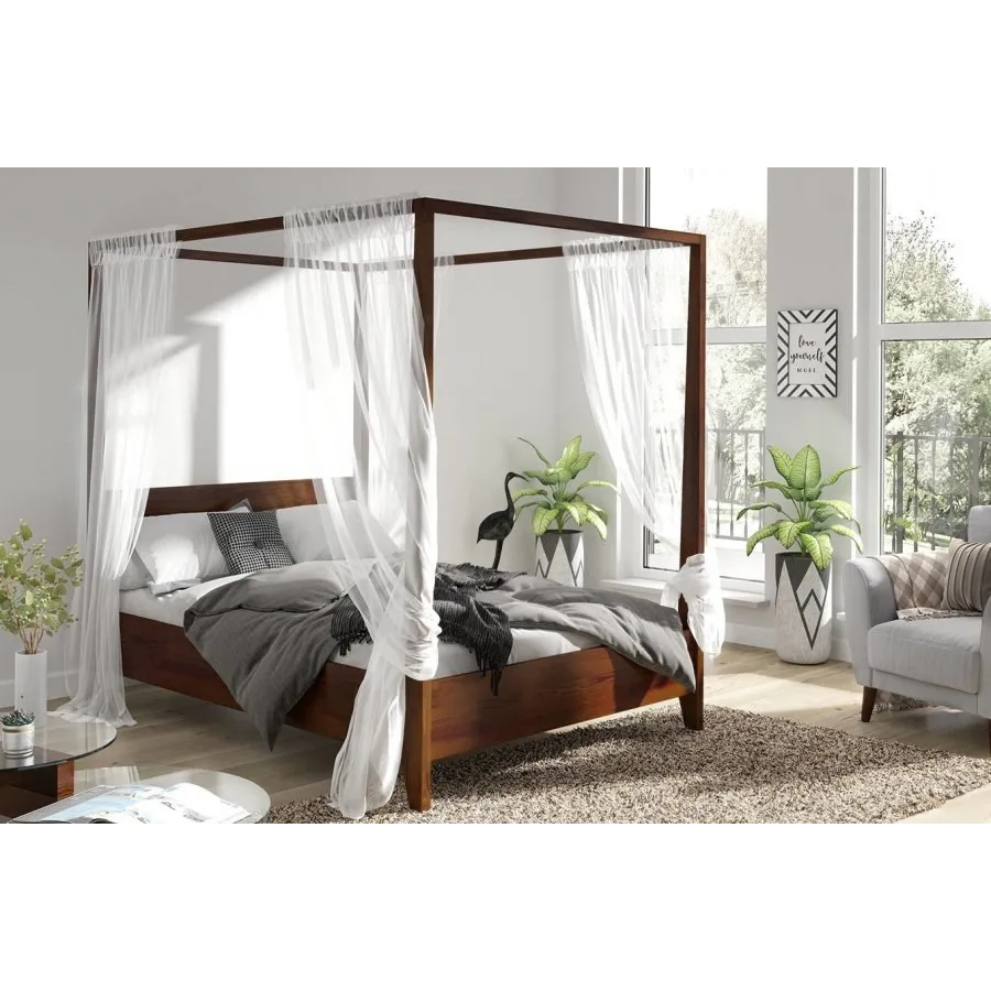 Lit baldaquin en pin massif chambre adulte collection NICEA
