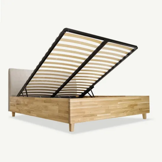 Lit coffre bois et tissu collection Loop