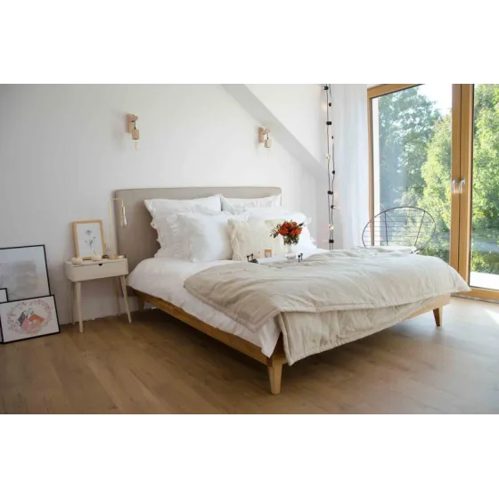 Lit bois chêne massif naturel moderne Flex