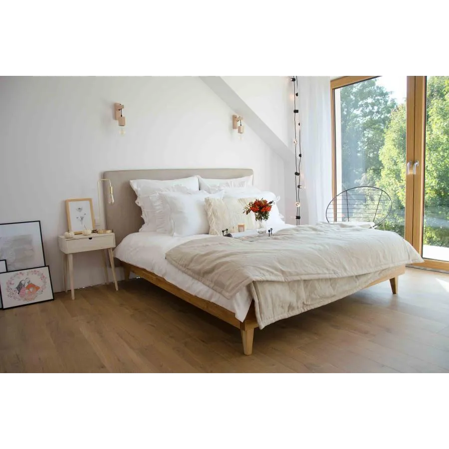 Lit bois chêne massif naturel moderne Flex