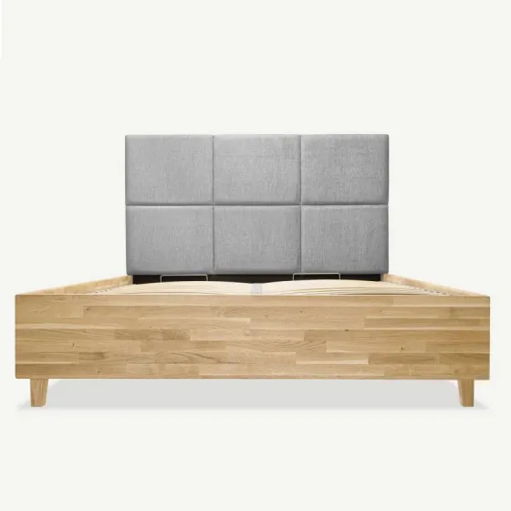 Lit coffre bois tete de lit capitonnee collection Blox