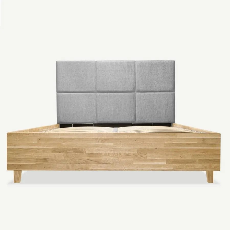 Lit coffre bois tete de lit capitonnee collection Blox