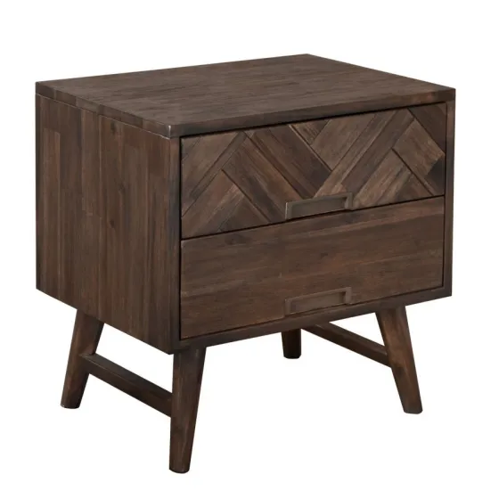 Chevet en bois massif acacia 2 tiroirs Ash