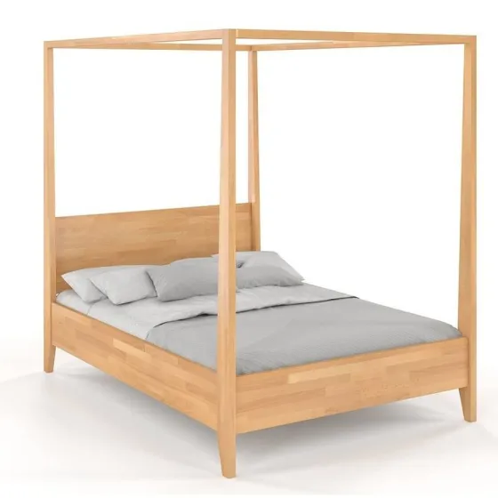 Lit baldaquin en bois massif 2 personnes collection NICEA