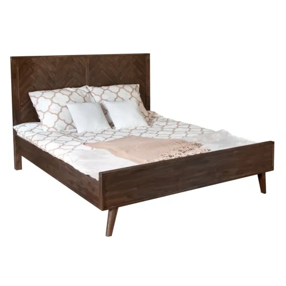 Lit bois massif acacia finition marron foncé Ash