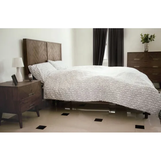 Lit bois massif acacia finition marron foncé Ash