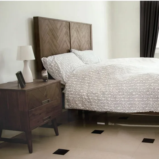 Lit bois massif acacia finition marron foncé Ash