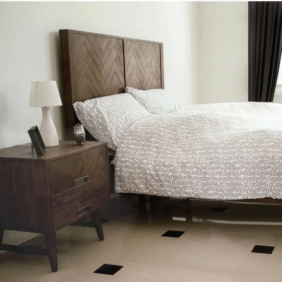 Lit bois massif acacia finition marron foncé Ash
