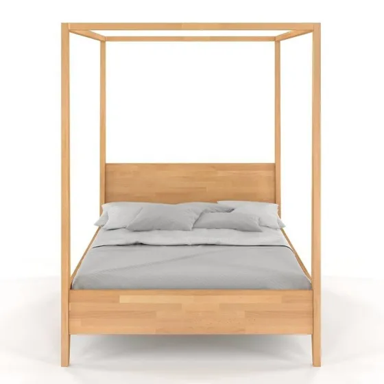 Lit baldaquin en bois massif finition naturel 160x200 collection NICEA