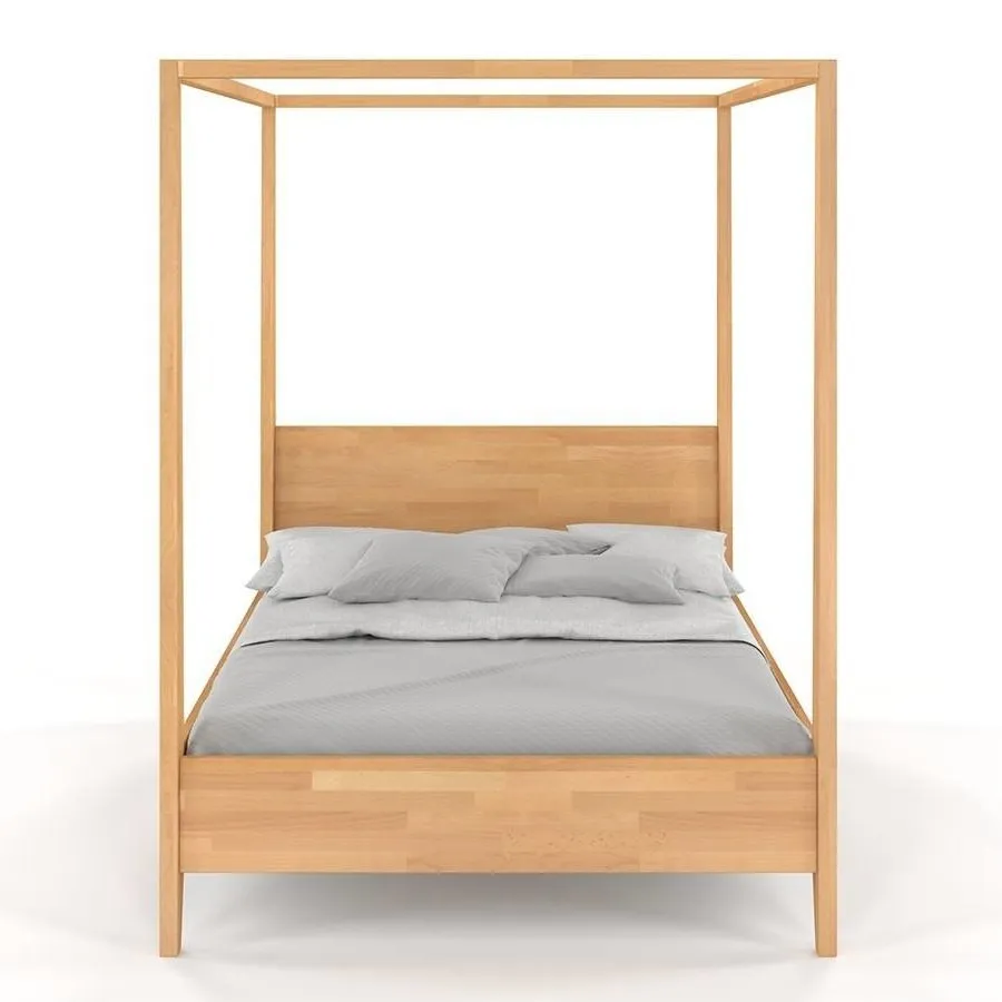 Lit baldaquin en bois massif finition naturel 160x200 collection NICEA
