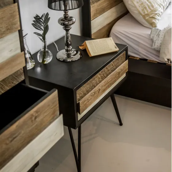 Chevet bois massif naturel acacia 1 tiroir Lya