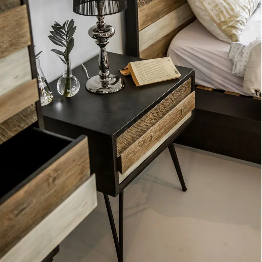 Chevet bois massif naturel acacia 1 tiroir Lya