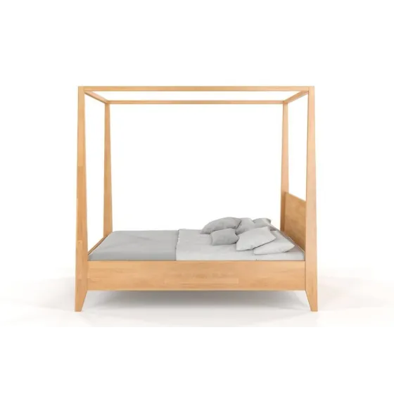 Lit baldaquin en bois massif finition naturel 140x190 collection NICEA