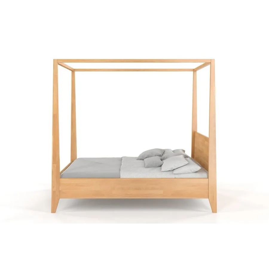 Lit baldaquin en bois massif finition naturel 140x190 collection NICEA