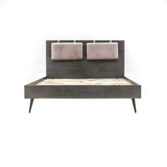 Lit en bois acacia avec pieds en métal graphite Savona