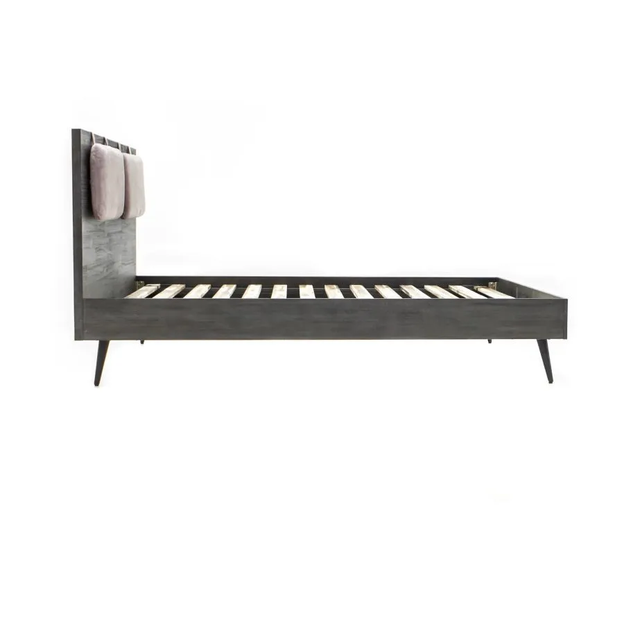 Lit en bois acacia avec pieds en métal graphite Savona
