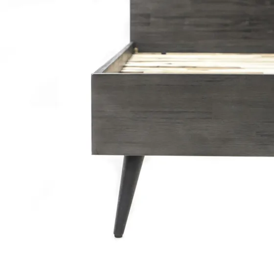 Lit en bois acacia avec pieds en métal graphite Savona